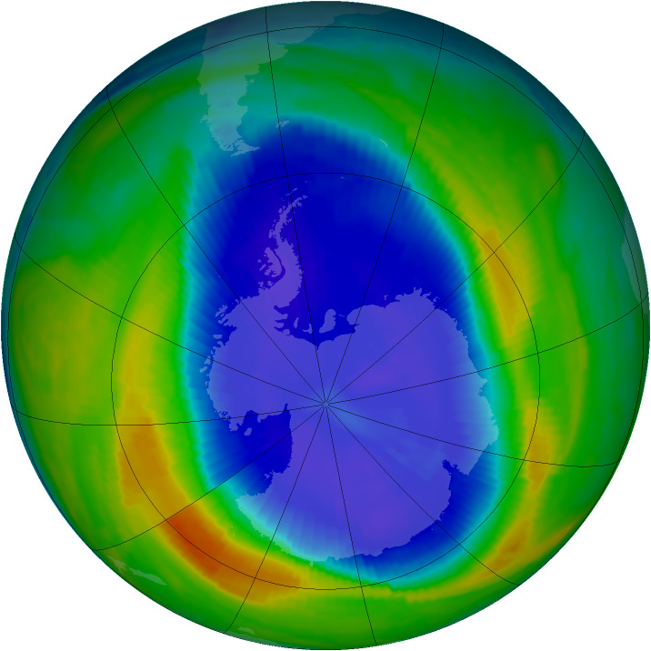 Antarctic ozone map for 13 September 1997